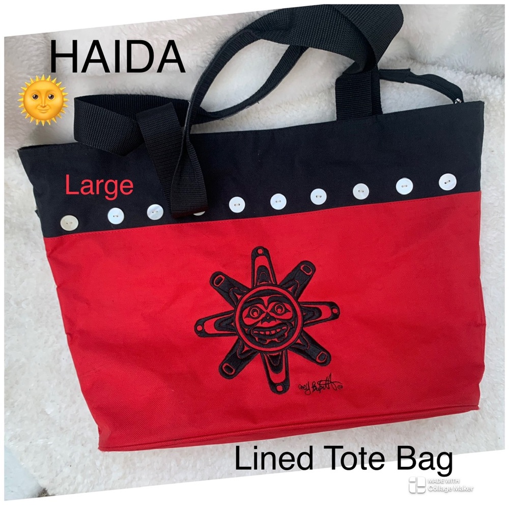 SIGNED - SUN ☀️ TOTE - Artist 👩‍🎨 signed, lined, reinforced handles, 🐚 buttons
